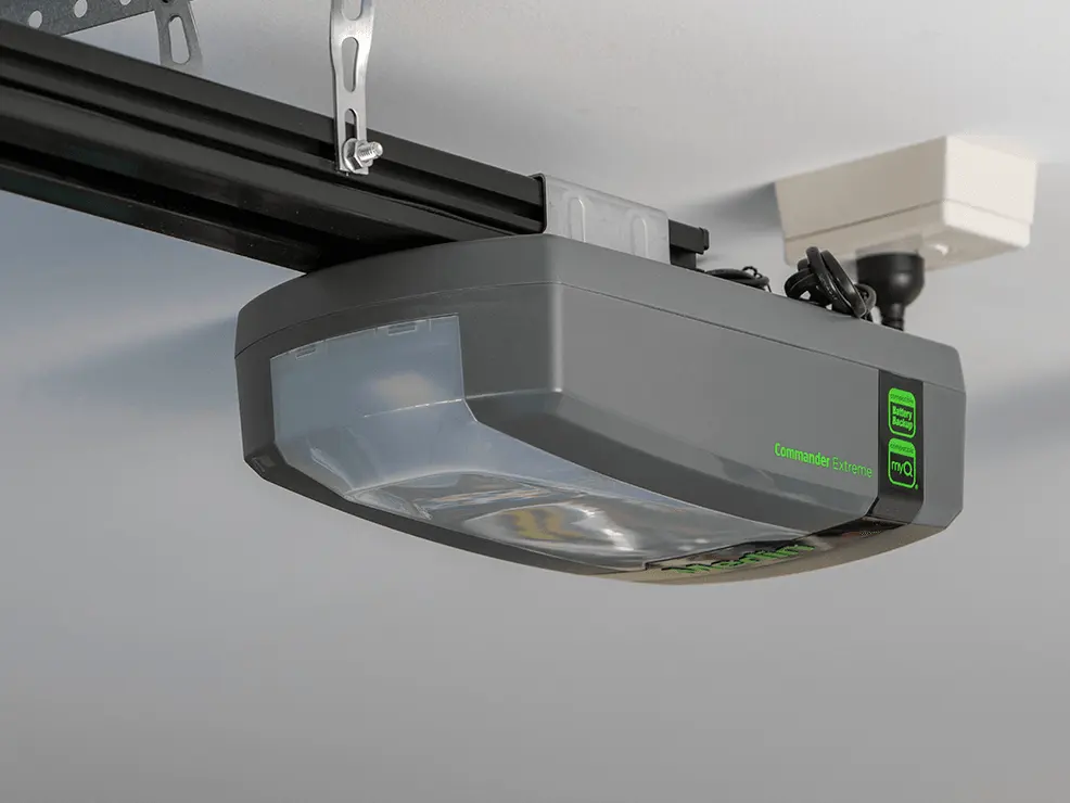 Merlin Commander Extreme garage door opener with myQ smart control on its rail