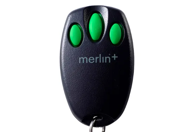 Garage door remote handset, with the model usually printed on the back